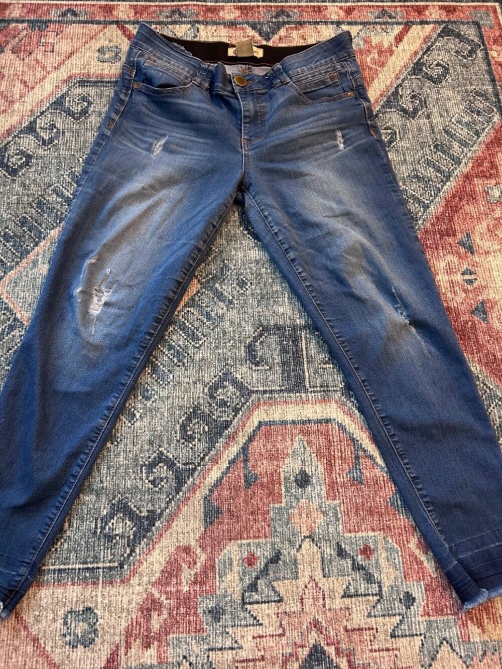Denimocracy Womens Skinny Jeans Distressed Dark Wash Mid Rise Stretch Size 10